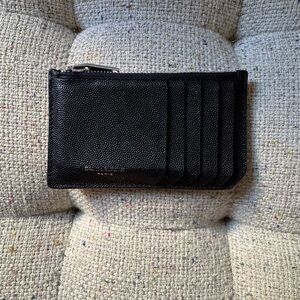 Saint Laurent Paris Fragments Zip Case in Black Pebbled Leather